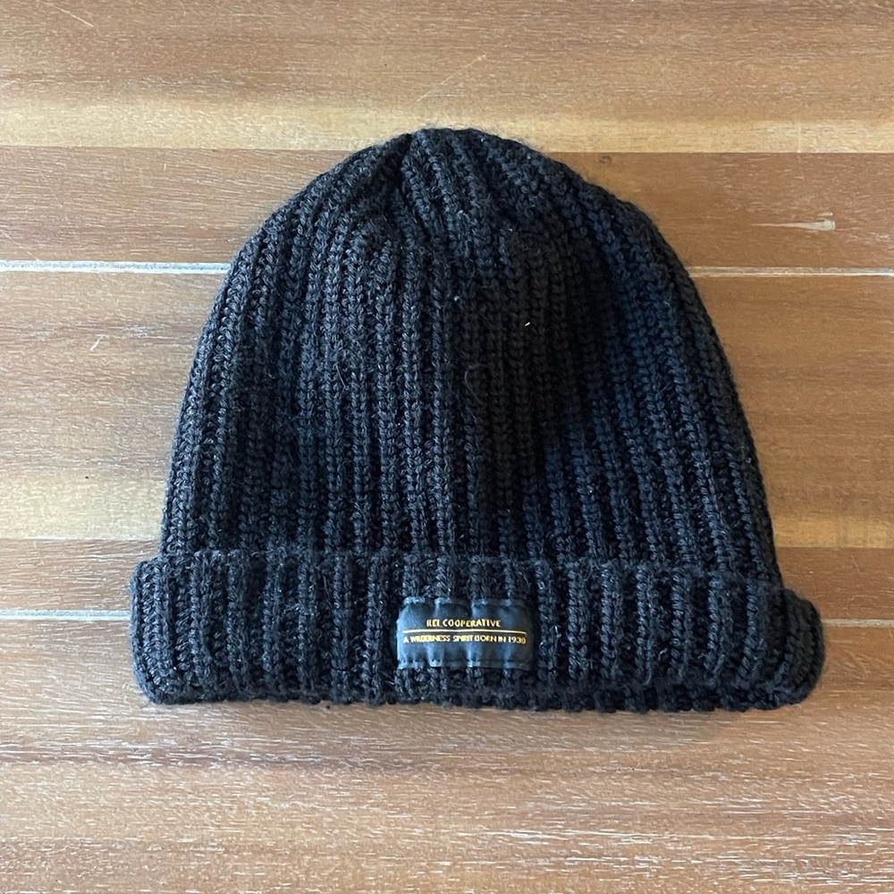 REI Black Knit Beanie